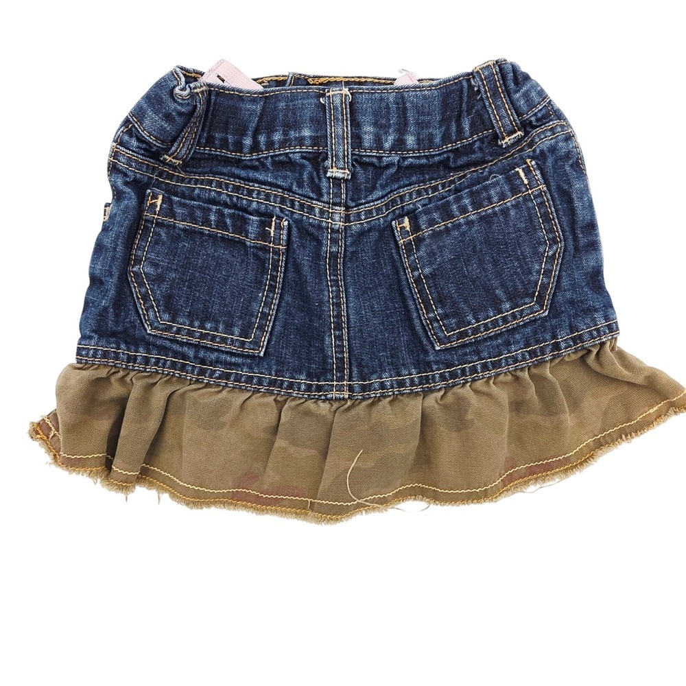 Old Navy Girls‎ Skirt  Blue Denim Camo Ruffle Mini Adjustable Waist Size 3T Y2K - Picture 3 of 6